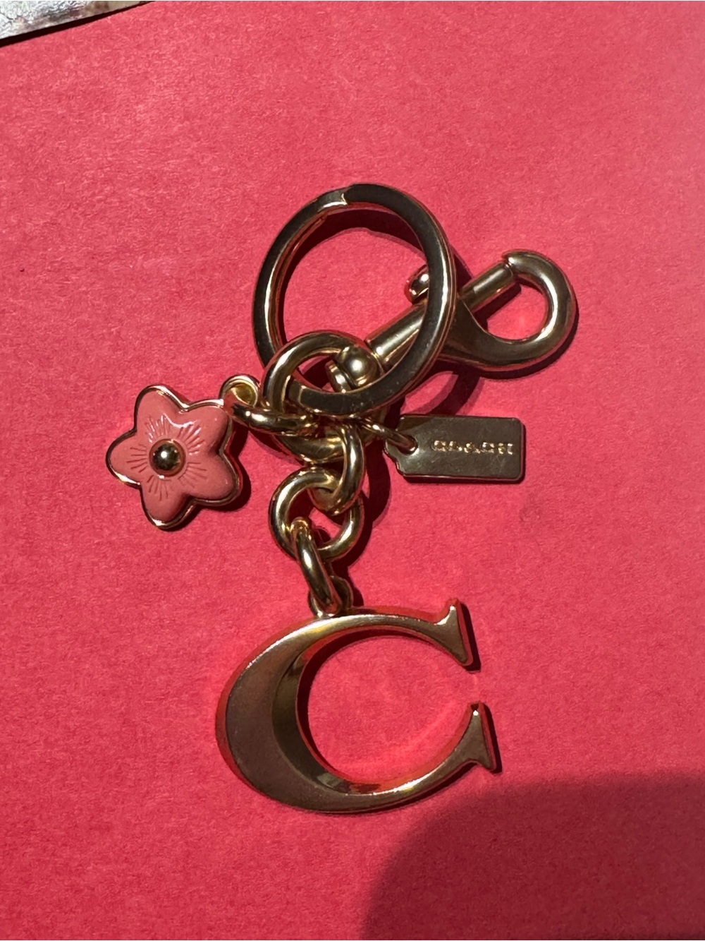 Coach Tea Rose Gold-Tone Keyring Bag Charm - Picture 10 of 16